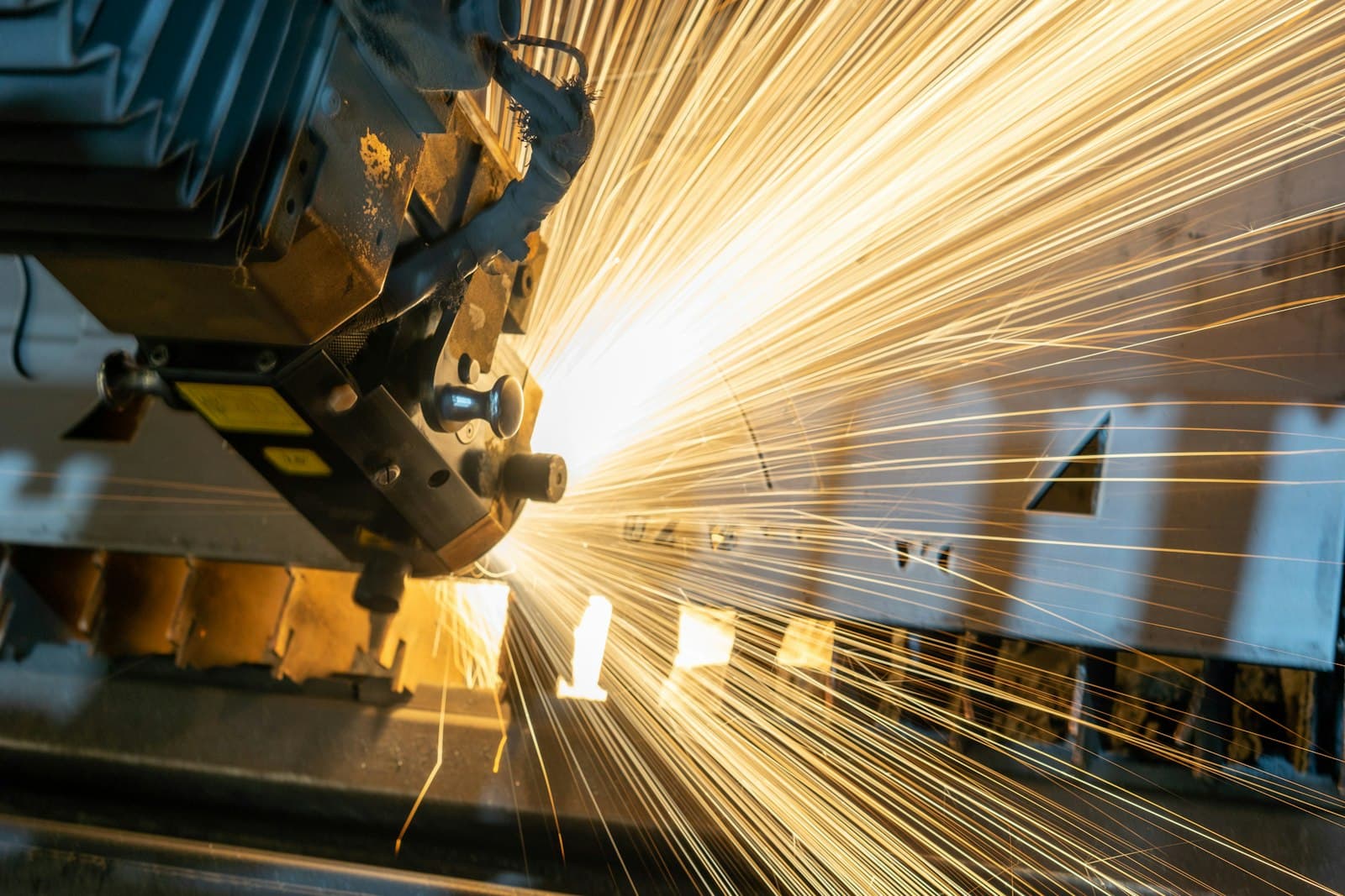 Close-up of precision manufacturing equipment on a production line